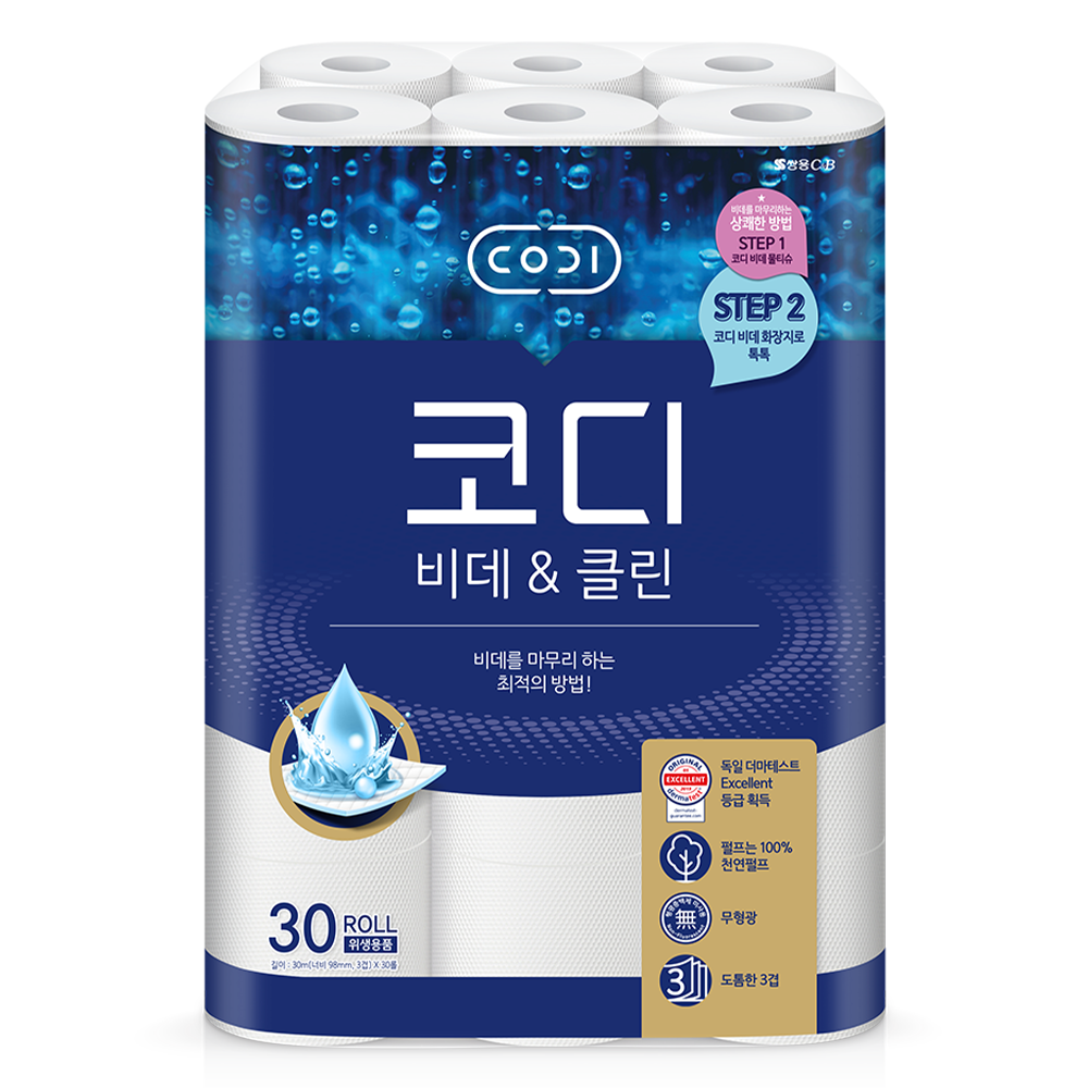 코디 비데앤클린 3겹 천연펄프 화장지 18,810원