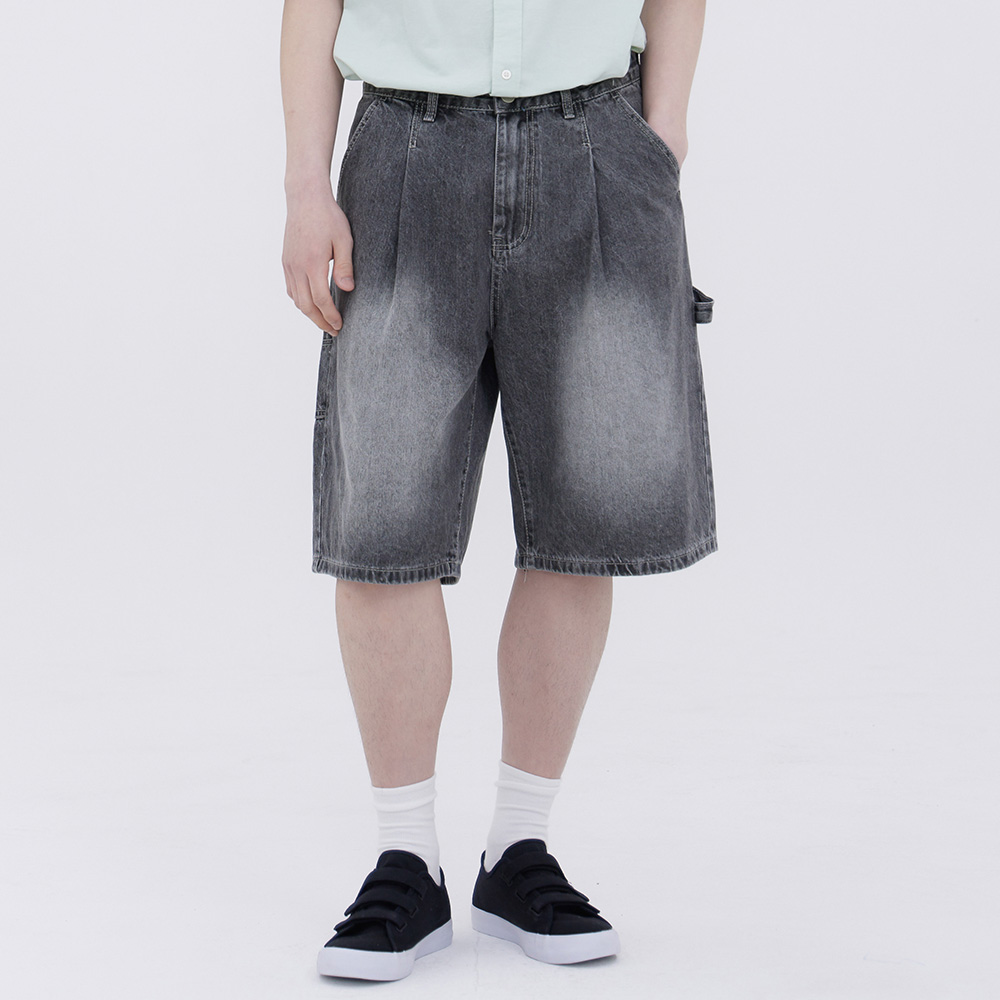 클로니아 남여공용 워싱 원턱 카펜더 5부 청반바지 (블랙) EU7M25 39,800원