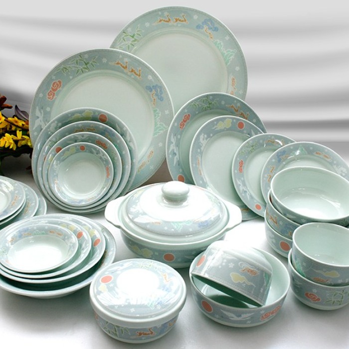 썬더 본차이나 만수무강 홈세트 62p 한식기세트 홈식기세트 행남자기 전통미 전통그릇 전통식기 옥빛 옥색 122,600원