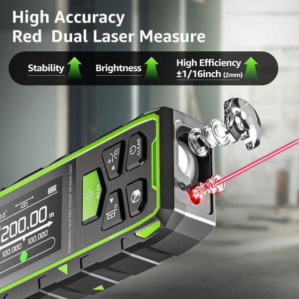 납품전문 Huepar 레이저 거리 측정기, 듀얼 계량기, 고정밀 측정 도구, LCD 스크린 및 USB 포함, 60m, 120m 98,800원