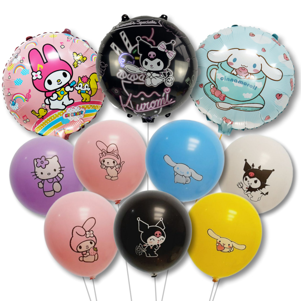 스마일파티 산리오 풍선 마이멜로디 쿠로미 시나모롤 고무풍선, 10p, 산리오원형3종+고무풍선7종 9,900원
