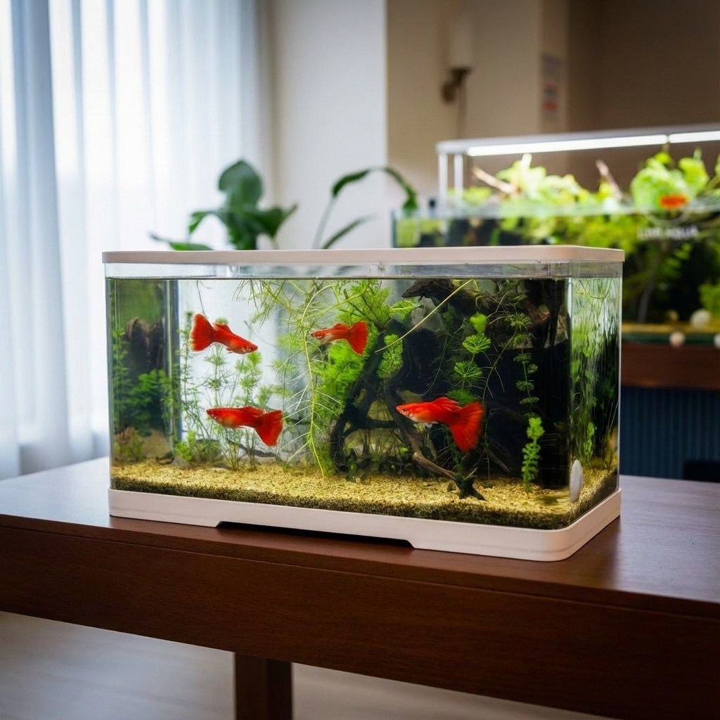 리비아쿠아 안깨지는 신소재 어항 거북이 열대어 수족관, 화이트 58,600원