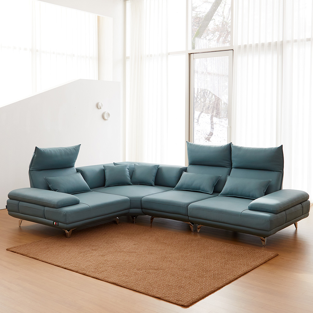 바우미스트 루나 실리콘 가죽 레더 모듈 스윙 6인용 코너형 소파, 블루그린 899,000원
