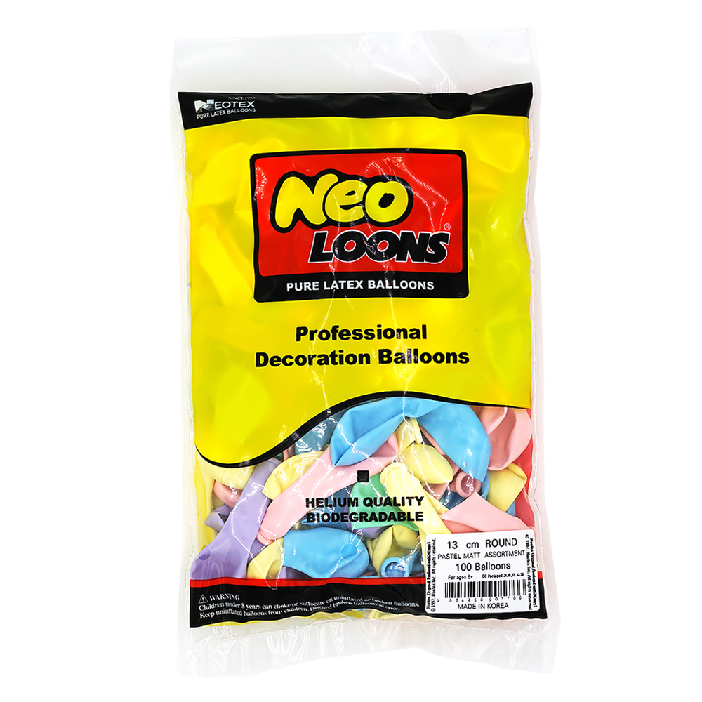 네오텍스 네오룬스 라운드 풍선 13cm 100p, 파스텔매트 색상혼합, 1세트 5,090원