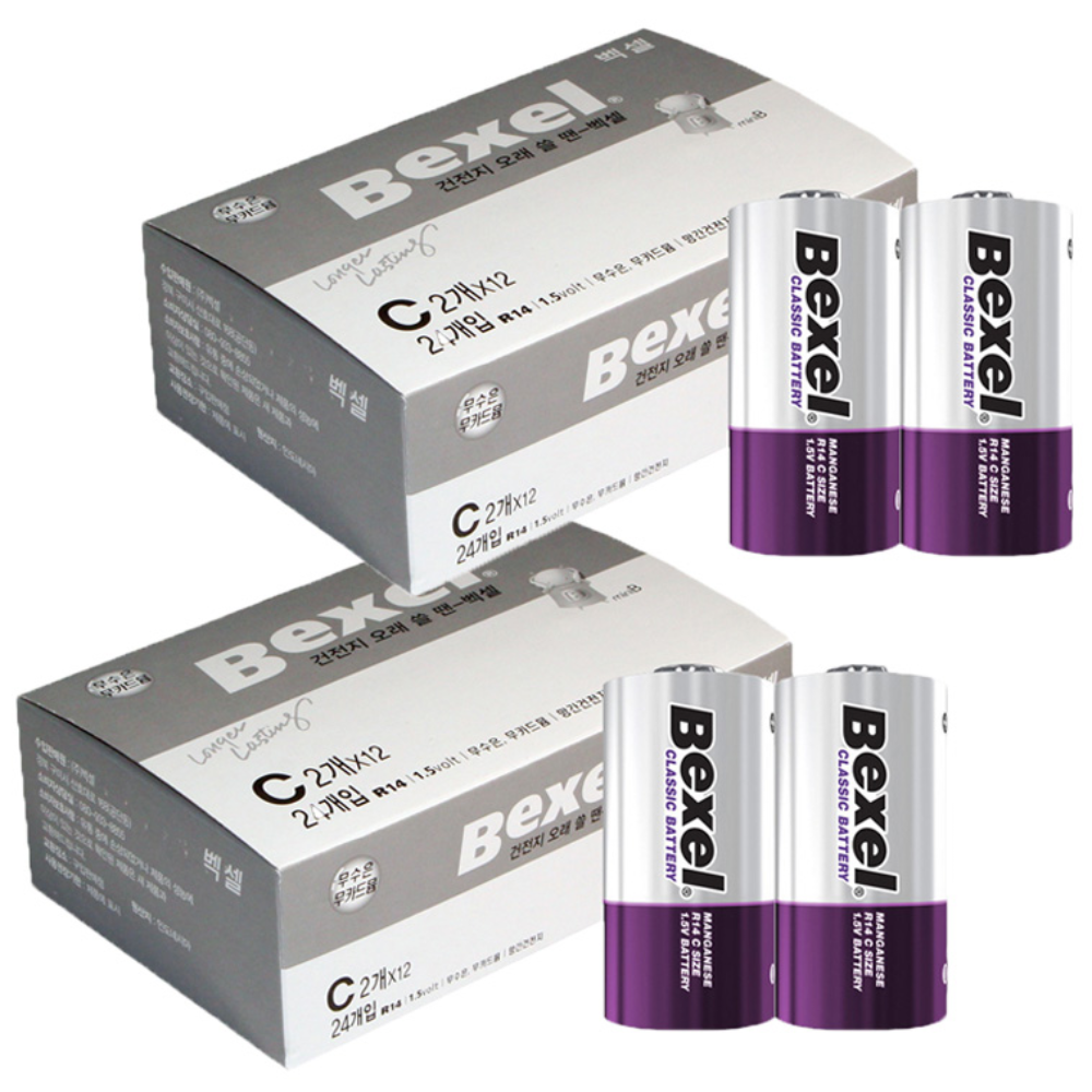 벡셀 망간 C형 건전지 (R14), 2개, 24개입 26,670원
