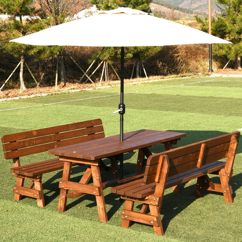 엉클트리 100% 통원목 야외 테이블 세트 (강력 볼트체결 구조) 301,890원