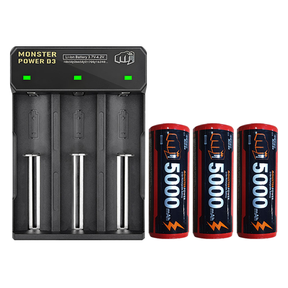 몬스터파워 3구 배터리 충전기 26650 배터리 3개 세트 리튬이온 충전지 대륙의실수, 1세트, 1개 33,500원