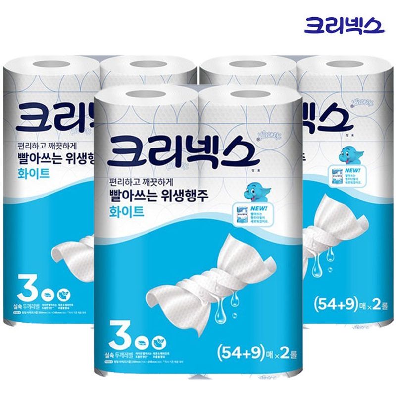 크리넥스 빨아쓰는 행주타월 54매+9매 x2롤 x3개 19,250원