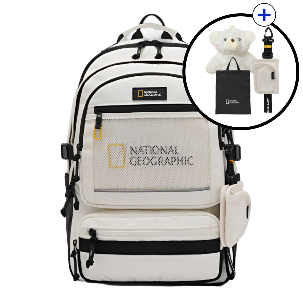[국내매장판] 2025 내셔널지오그래픽 리플 백팩 미니 파우치 보조가방 블랙,베이지,아이보리+ 곰돌이 키링 139,000원