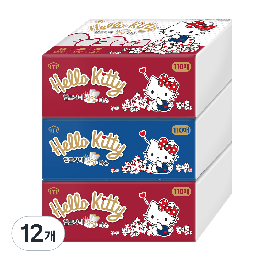 헬로키티 천연펄프 팝업티슈 3겹, 랜덤 발송, 12개, 110매 14,190원