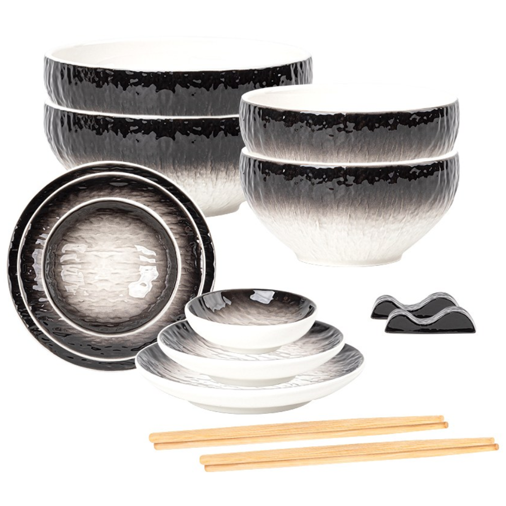 퀸나 스톤 느와르 도자기 그릇 홈세트 14P, 1세트, W_Black 35,000원