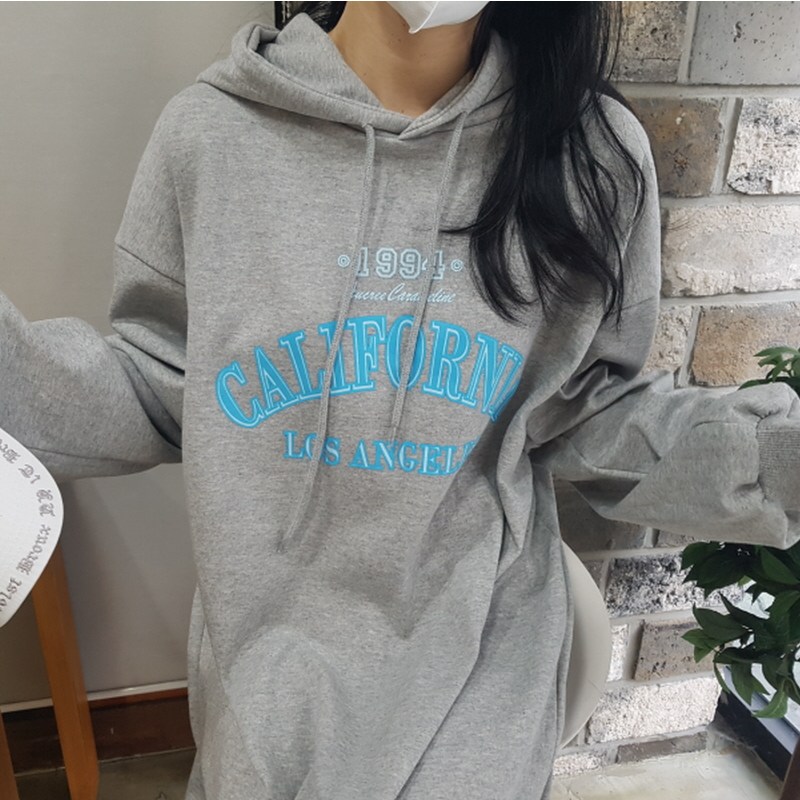 상상그이상 여성용 국내제작 데일리 마실룩 레터링 양트임 오버핏 후드 롱원피스 꾸안꾸룩 집순이룩 42,800원