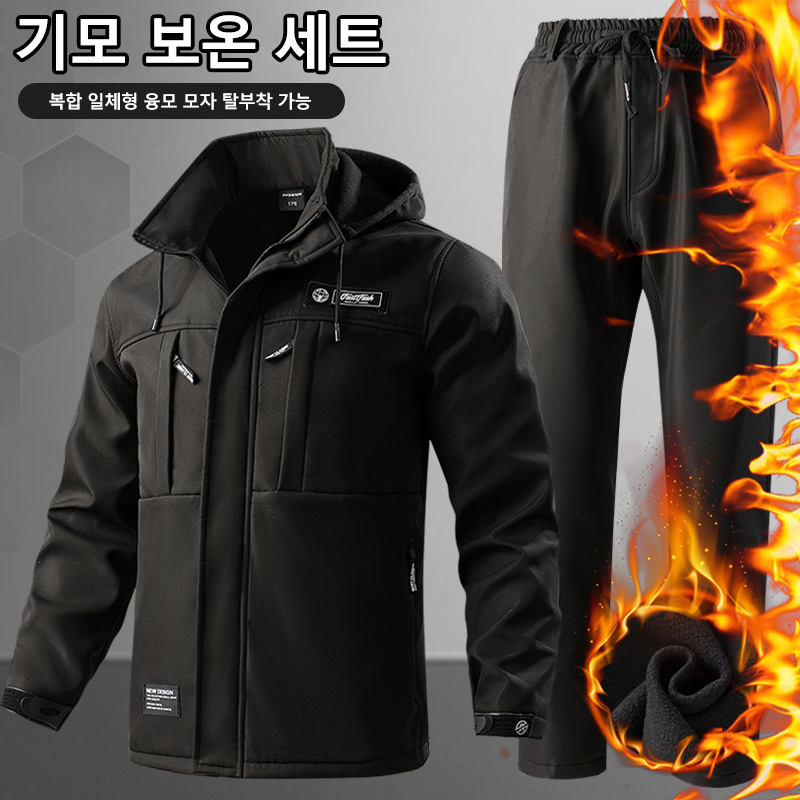 ANYOU 겨울 방한복 기모 도톰 낚시복 카모플라쥬 내마모 작업복 아웃도어 스포츠 상하의 세트 23,900원