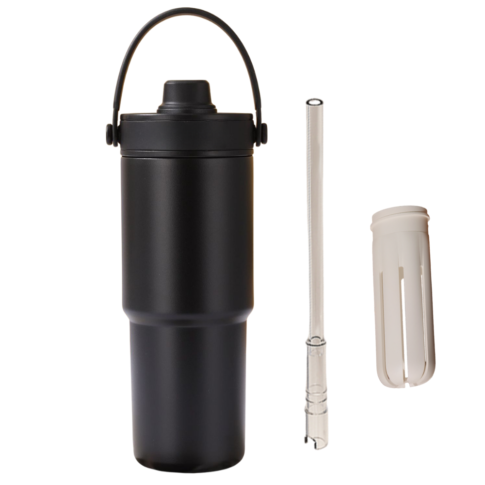 하이라라 보헤미안 텀블러 316 스테인리스 보온보냉 티백 빨대, 1개, 735ml, 블랙 25,500원