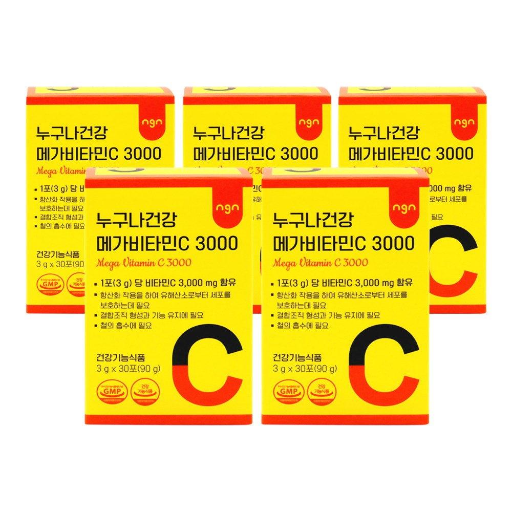 누구나건강 고함량 메가 비타민c 3000, 90g, 5개 47,900원