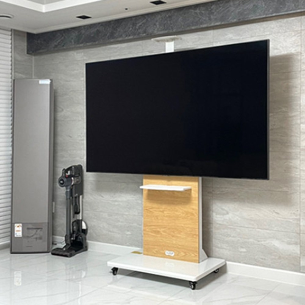 이동식 TV 거치대 대형 86인치까지 85인치 스탠드 원목 티비 선반 무타공 벽거치 벽걸이 이동형 무빙스탠드 243,380원