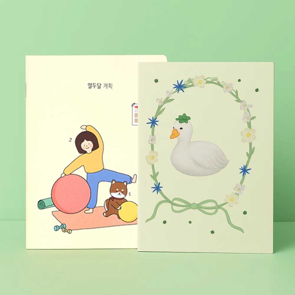 라운드월 A5 감성 노트 세트 - 핑크풋 열두달 먼슬리 플래너 1p + 수림 제본 노트 1p 9,250원