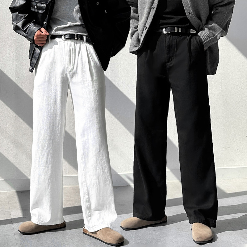 남자 사계절 고퀄리티 뒷밴딩 핀턱 와이드 팬츠 면 코튼 바지 6컬러 27,800원
