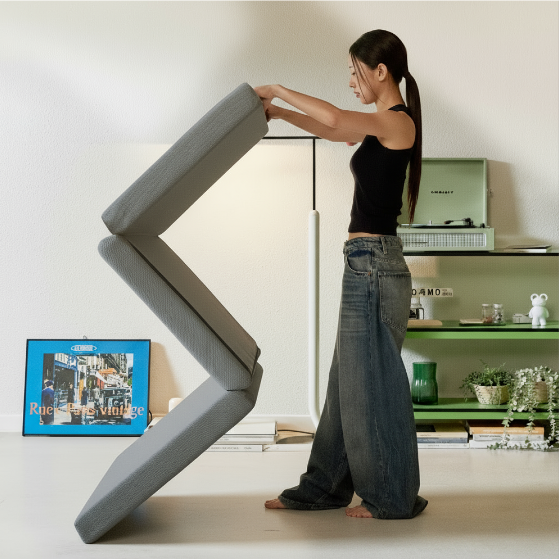 라이프먼트 코리아 베이직 라돈프리 3단 접이식 메모리폼 토퍼 매트리스, 10cm, 차콜 142,000원