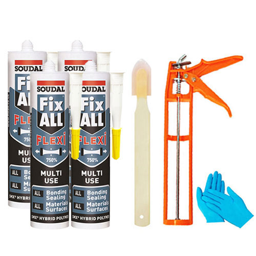 수달 픽스올 실리콘 플렉시 방수 틈새 메꿈 크랙보수 냄새없는 강력접착실리콘 4개+실리콘건+헤라+니트릴장갑 세트, 1개 51,500원