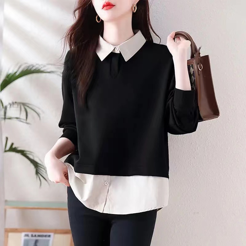 휠렉스 여성 봄 배색 카라 레이어드 블라우스 오피스룩 데일리 JT203 26,810원