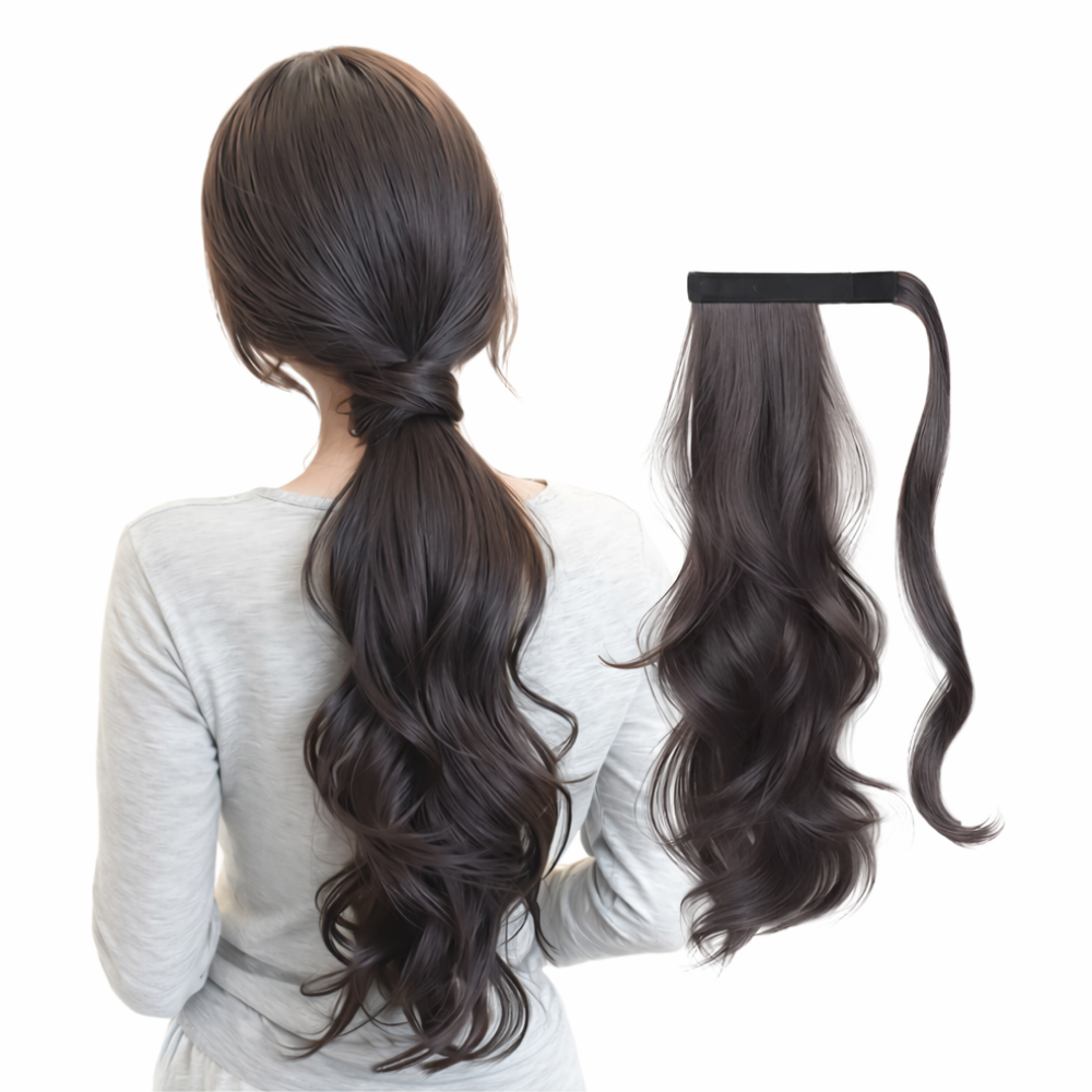 피에스컴퍼니 포니테일 웨이브 가발 벨크로, 1개, 내츄럴 브라운 15,000원