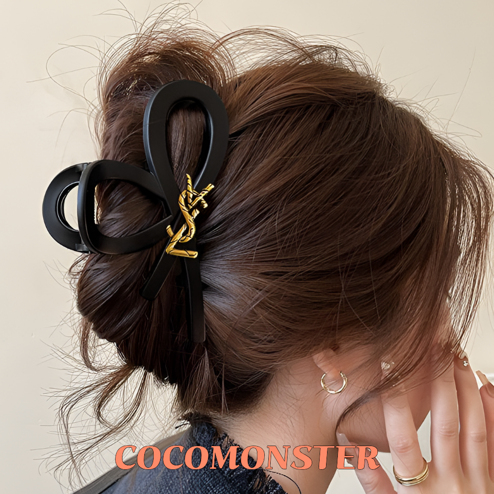 COCOMONSTER 프리미엄 빅사이즈 골드 리본 올림머리 헤어 집게핀 14cm 28,000원