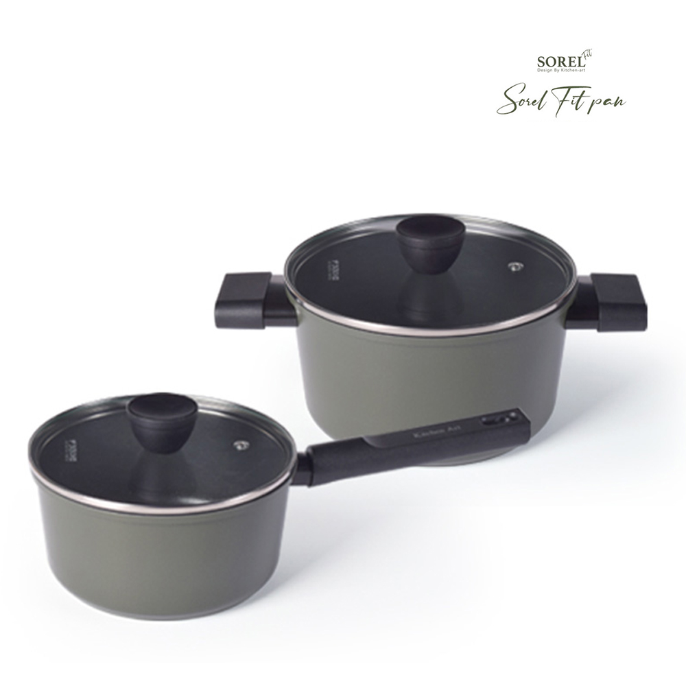소렐 핏 통주물 IH 냄비 2종세트(18cm+20cm), 1개, 18cm편수냄비+20cm양수냄비, 올리브그린 48,900원