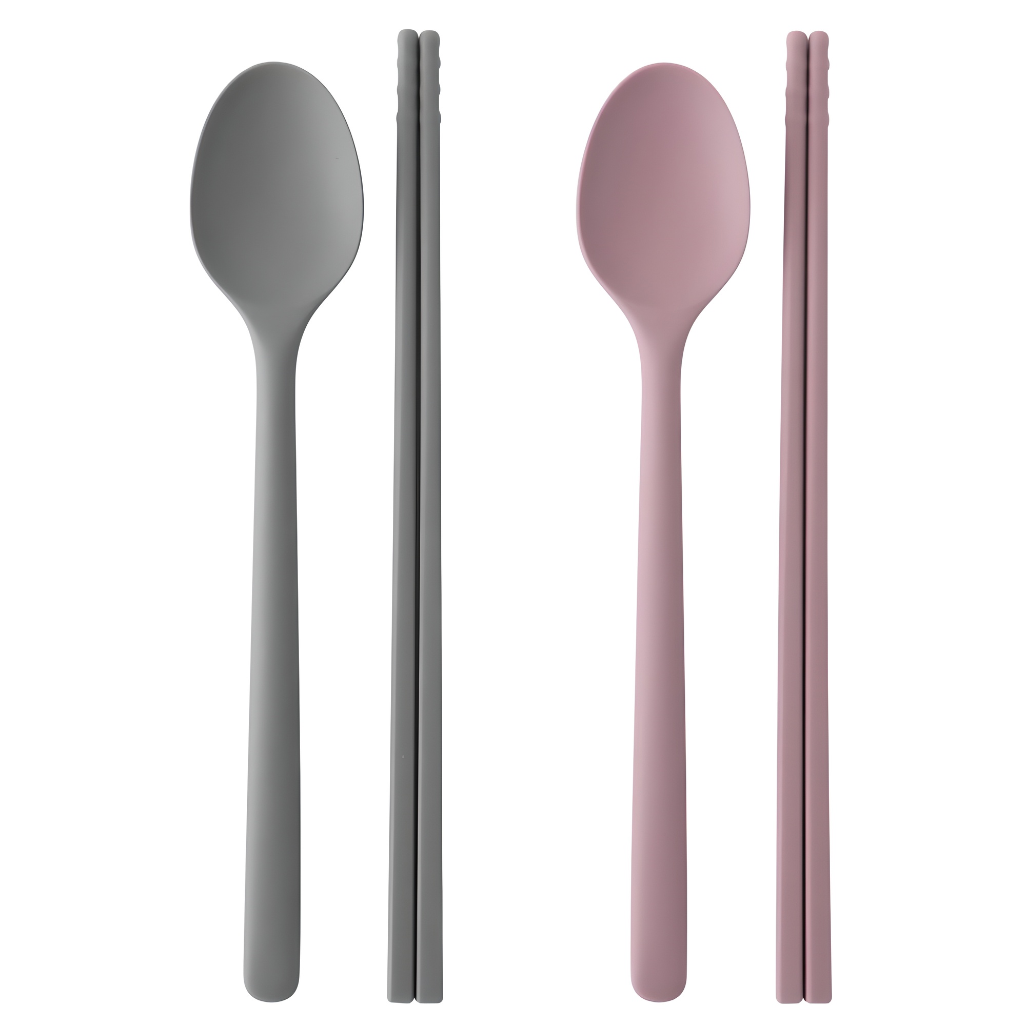 코코윌 이와이엔 실리콘 2인 수저세트, 그레이, 핑크, 숟가락 2종 + 젓가락 2종, 1세트 8,740원