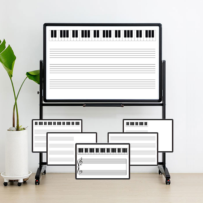 칠판박사 양면칠판 오선건반 도안보드+화이트보드 스탠드세트, (실버프레임)1번디자인 341,000원
