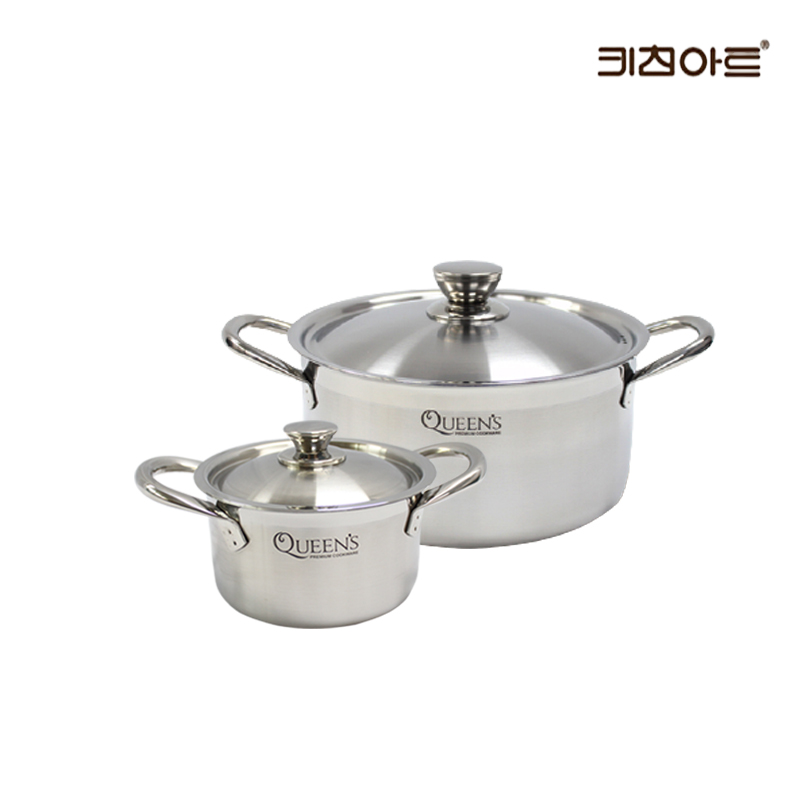 키친아트 퀸즈 통3중 스텐레스 IH 인덕션호환 냄비세트 2종(양수14+20) 52,900원