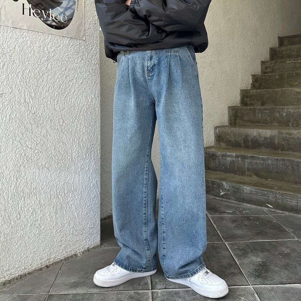 르위 남자 핀턱 세미와이드 데님 캐주얼 와이드 팬츠 편한 청바지 빅사이즈 29,000원