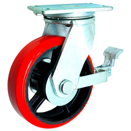 고하중 단조 캐스터 20.32cm 회전브레이크형 고중량 고하중 산업용 우레탄 바퀴 63,000원