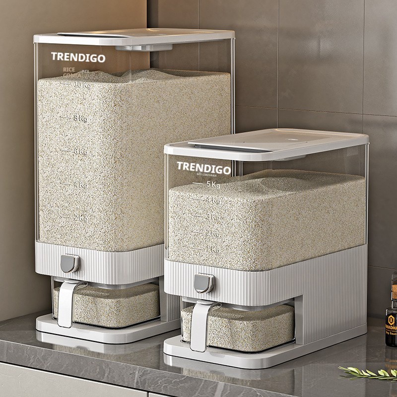 Trendigo [식약처인증정품] 원터치 밀폐 계량 쌀통 잡곡통 방충 쌀 보관통 17,630원
