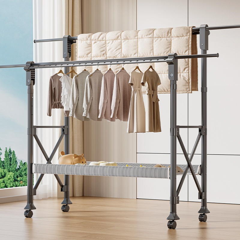 튼튼한 H형 3단 높이조절 빨래건조대 대용량 이불건조대 이동식 행거, 건메탈 그레이 66,600원