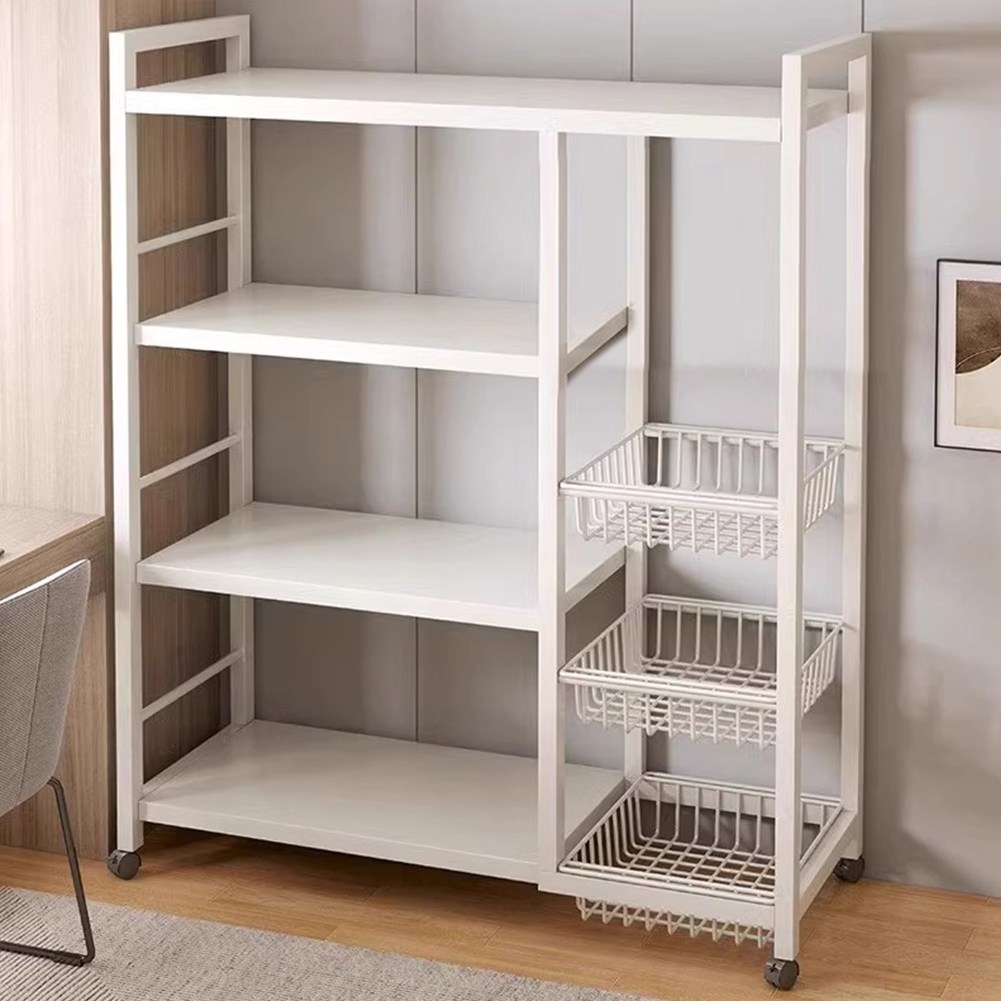 철제선반 이동식 철제 주방 수납 다층 수납 선반 스타일리시하고 튼튼한 팬트리, 욕실, 찬장, 집을 따뜻하게 해주는 선물, 새 집, 4단, 화이트 73,900원