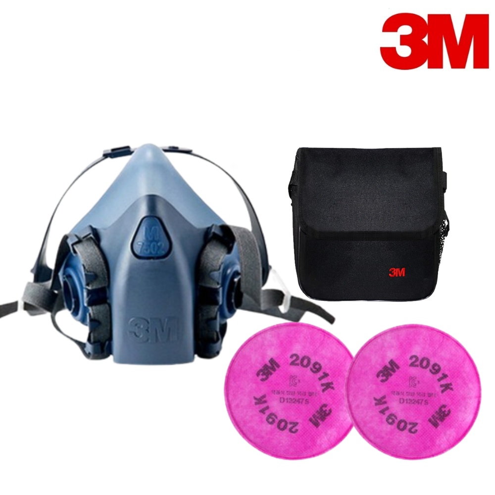 3M 방독마스크세트 방독면(7502)+방진필터(2091K)+방독면가방(반면형) 60,730원