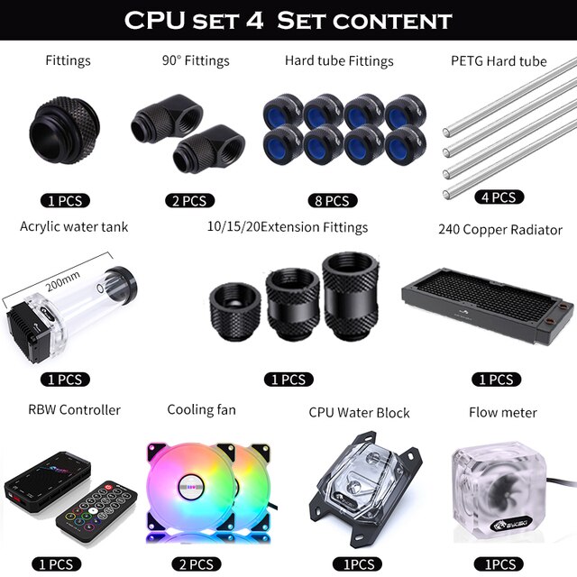 수냉키트 Bykski DIY PC 분할 하드 파이프 튜브 수냉 키트 인텔 AMD Ryzen NVIDIA RTX 3080 3090 비디오 카드 CPU GPU 쿨러 세트 MOD 403,360원