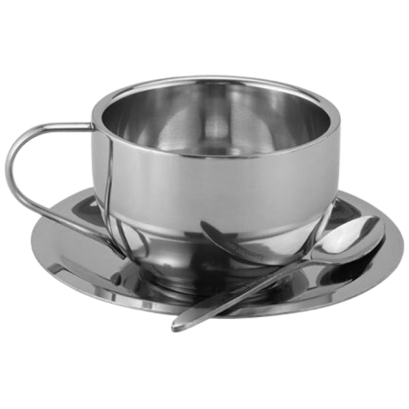 사이텅 304 스테인리스 커피잔 이중층 화상방지 머그컵 밀크티컵 3종 세트 컵접시 세트, 1개, 180ml 커피잔 3종 세트 22,800원