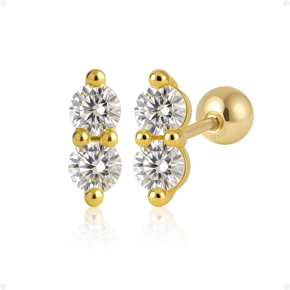 쥬넬 14KGF 심플 더블 큐빅 라운드 골드필드 피어싱(3 color) 84,800원