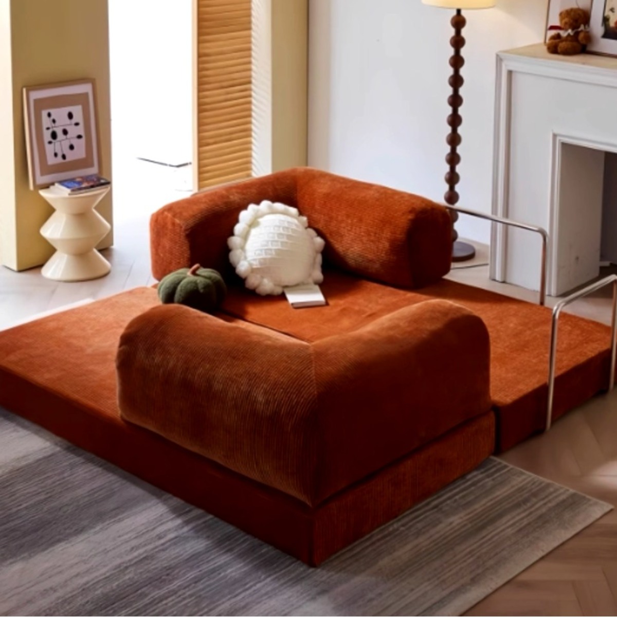 아르나크 큐브모듈 소파베드 공간활용 접이식 침대 거실 쇼파베드 모던 인테리어, 카라멜 브라운 520,000원