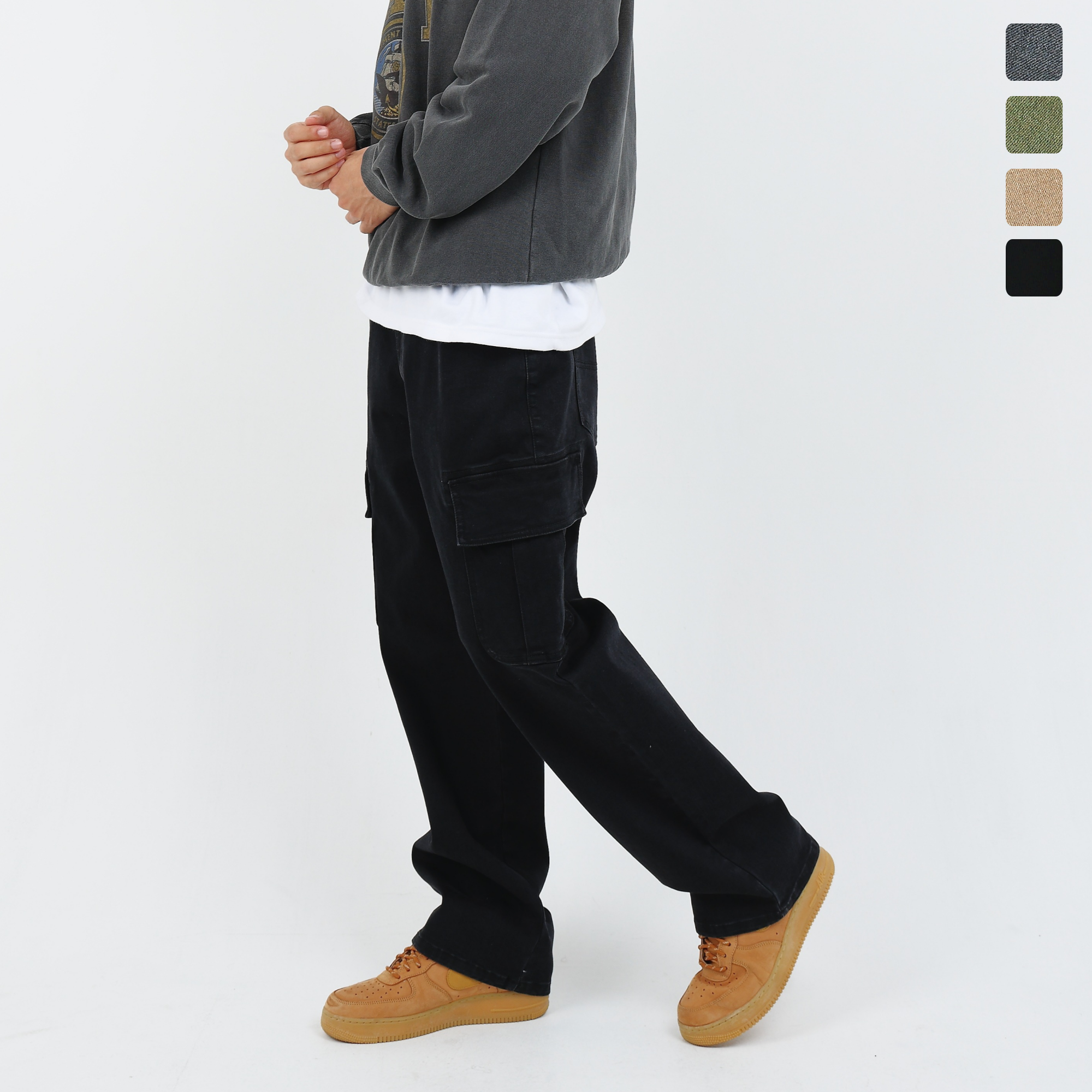 남자 피그먼트 와이드 카고 건빵바지 스판 밴딩 워크 팬츠 38,800원