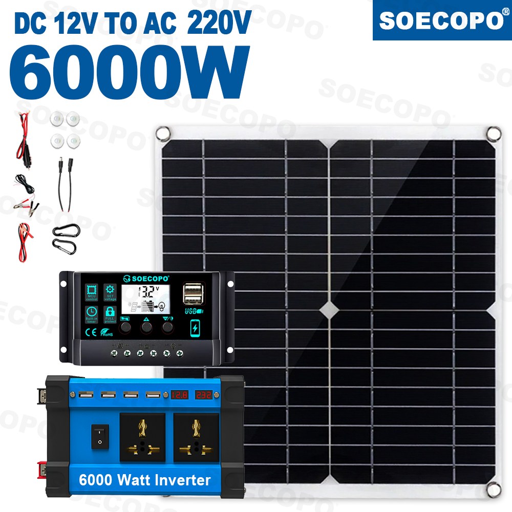6000W 태양계 전원 키트 12V to110V/220V, 100A 컨트롤러 포함 300W 패널 가정용/RV/캠핑용 오프 그리드 인 88,200원