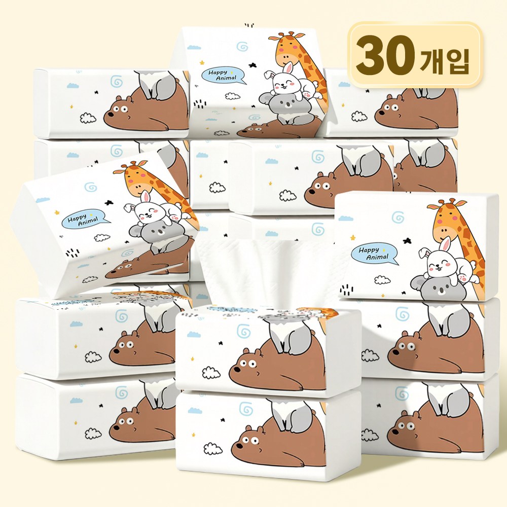 5겹 천연펄프 미용티슈 300매 팩 가정용 대용량 패키지 23,500원