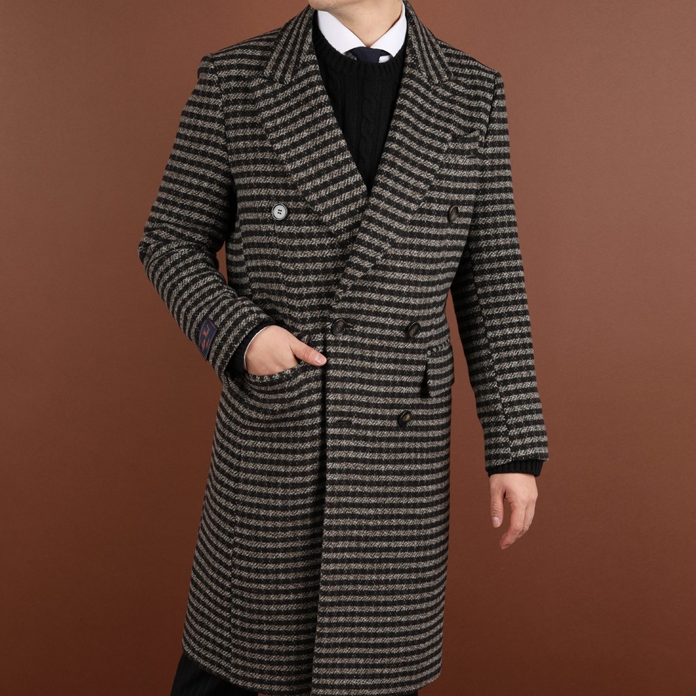 로얄수트 프리미엄 클래식 체크 더블 코트 (브라운) 219,800원