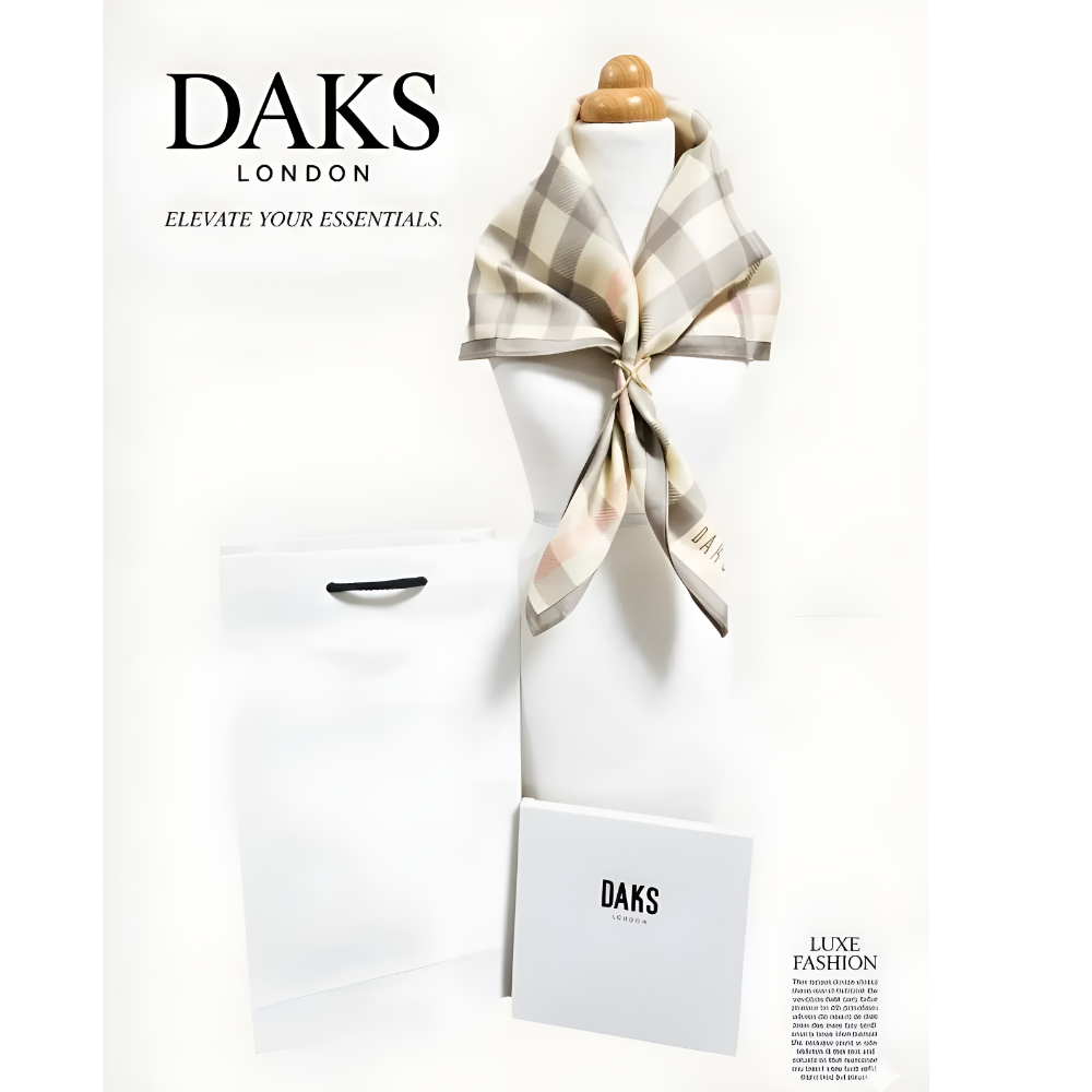 (백화점정품) DAKS 닥스 런던 클래식 체크 쁘띠 스카프 겸 손수건 선물세트(스카프링증정) 35,000원