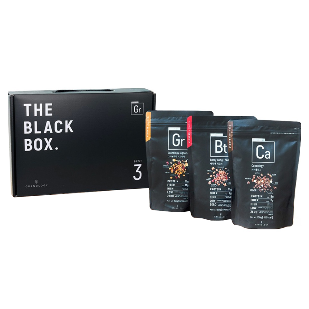 그라놀로지 더 블랙박스 시그니처 150g + 카카올로지 150g + 베리 뱅 띠오리 150g 선물 세트 32,570원