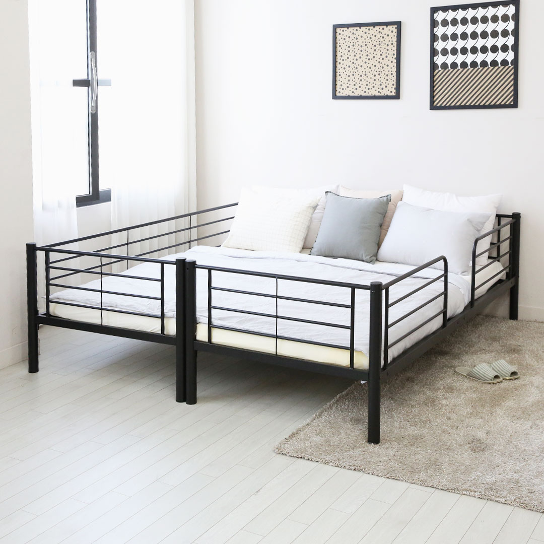 일루일루 코지 슈퍼싱글 분리형 2층침대 프레임 성인 이층 저상형 낮은 철제 기숙사 프레임+메모리스프링2개(SS) 매트 362,000원
