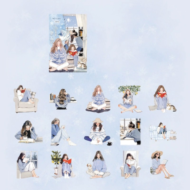 올리브파티 책읽는소녀 시리즈 감성 빈티지 인물 소녀 다꾸 스티커 30p 세트 5,900원