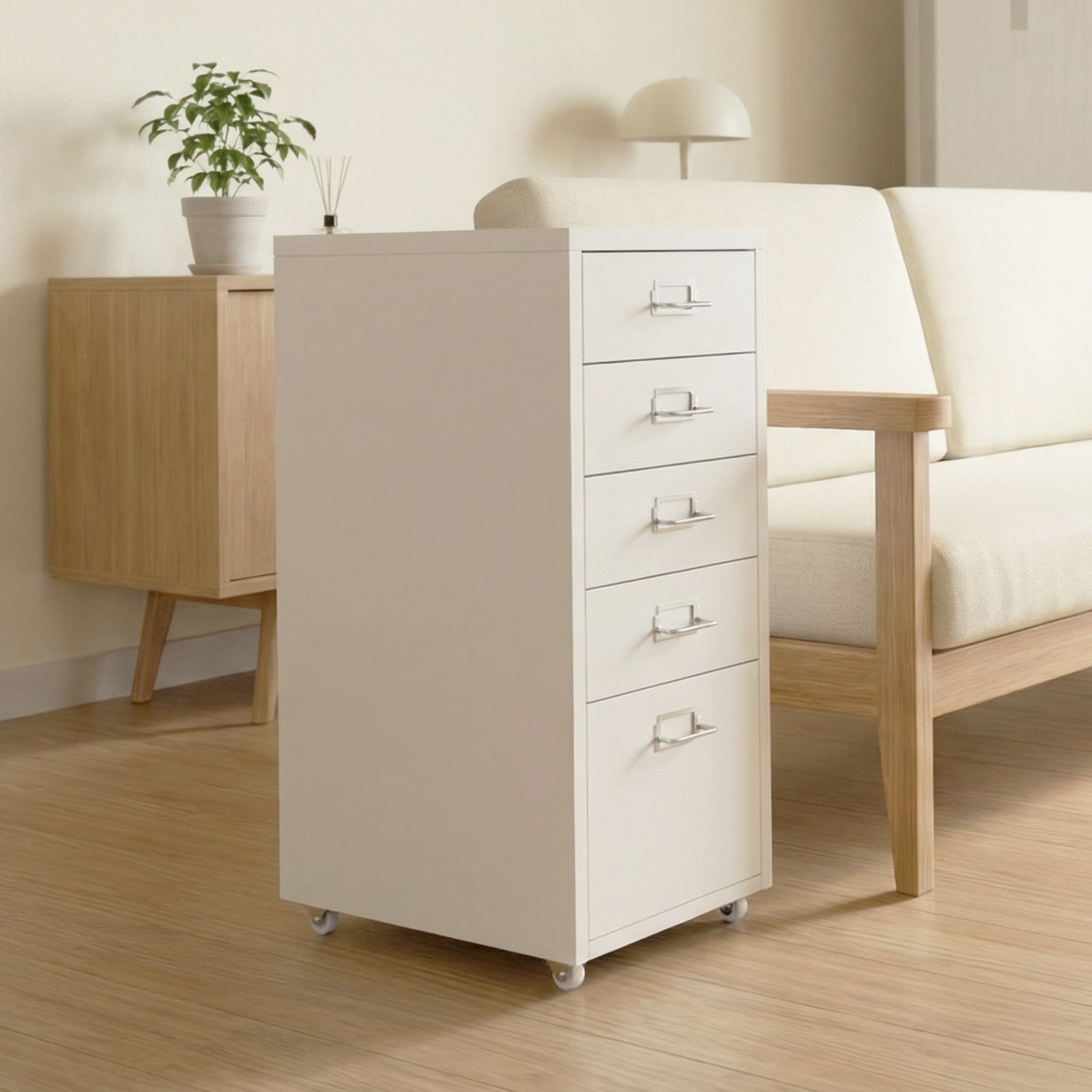 Polyidea 철제 서랍장 이동식 수납장 조립식 서랍장 사무실 거실 데스크 책상밑 공간 활용, 아이보리, 5단 49,000원